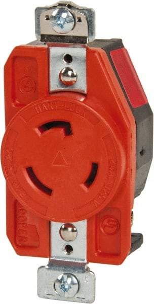 Cooper Wiring Devices - 125 VAC, 20 Amp, L5-20R NEMA, Isolated Ground Receptacle - 2 Poles, 3 Wire, Female End, Orange - Exact Tool & Supply