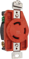 Cooper Wiring Devices - 125 VAC, 30 Amp, L5-30R NEMA, Isolated Ground Receptacle - 2 Poles, 3 Wire, Female End, Orange - Exact Tool & Supply