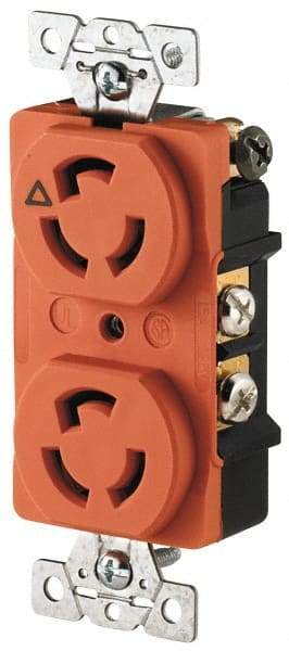 Cooper Wiring Devices - 125 VAC, 15 Amp, L5-15R NEMA, Isolated Ground Receptacle - 2 Poles, 3 Wire, Female End, Orange - Exact Tool & Supply