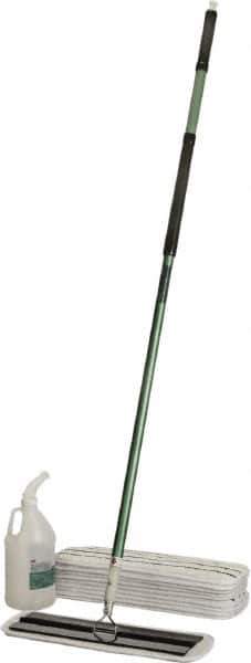 Ability One - 55" Long x 6" Wide Microfiber Dust Flat Mop - Hook & Loop, Green, Looped Head, Launderable - Exact Tool & Supply
