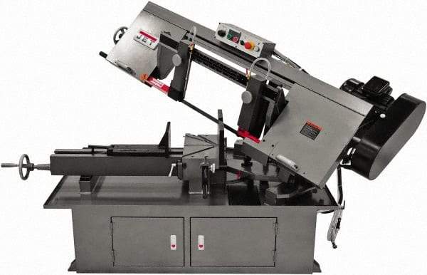 Jet - 10 x 17" Max Capacity, Manual Step Pulley Horizontal Bandsaw - 50, 125, 200 & 275 SFPM Blade Speed, 230 Volts, 60°, 2 hp, 1 Phase - Exact Tool & Supply