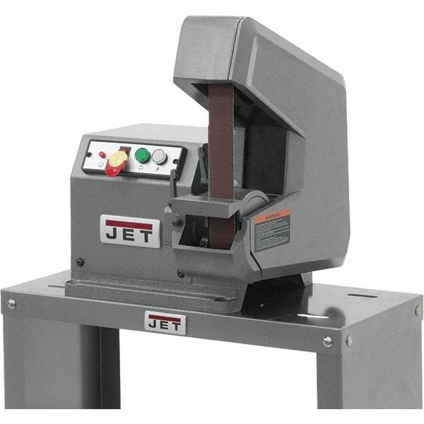 Jet - 60" Long x 2" Wide Belt Grinder - 1-1/2 hp, 115/230 Volts, 4,400 RPM Disc Speed, Vertical Belt, 8,000 Ft per min Belt Speed - Exact Tool & Supply