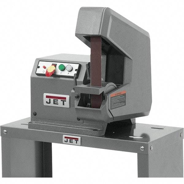 Jet - 42" Long x 1" Wide Belt Grinder - 0.75 hp, 115/230 Volts, 4,500 RPM Disc Speed, Vertical Belt, 5,500 Ft per min Belt Speed - Exact Tool & Supply