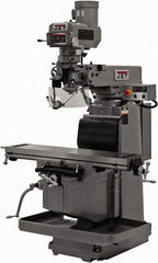 Jet - 12" Table Width x 54" Table Length, Variable Speed Pulley Control, 3 Phase Knee Milling Machine - R8 Spindle Taper, 5 hp - Exact Tool & Supply