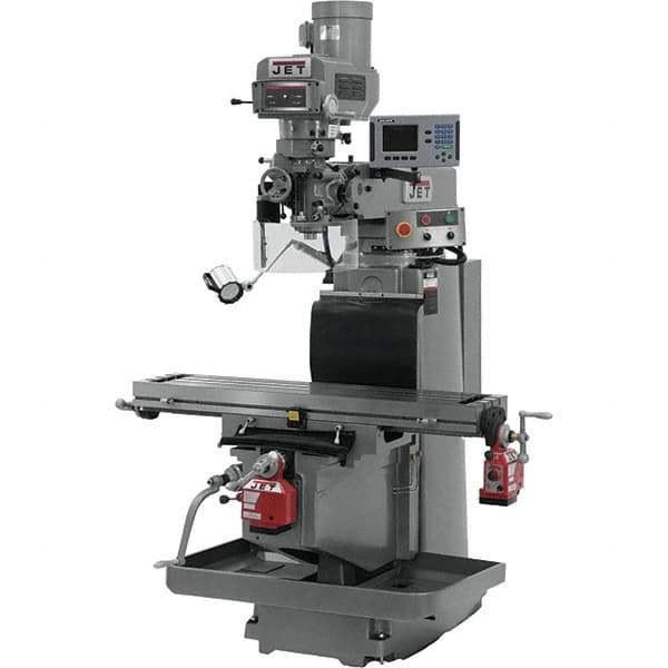 Jet - 54" Long x 12" Wide, 3 Phase Acu-Rite 200S CNC Milling Machine - Variable Speed Pulley Control, R8 Taper, 5 hp - Exact Tool & Supply