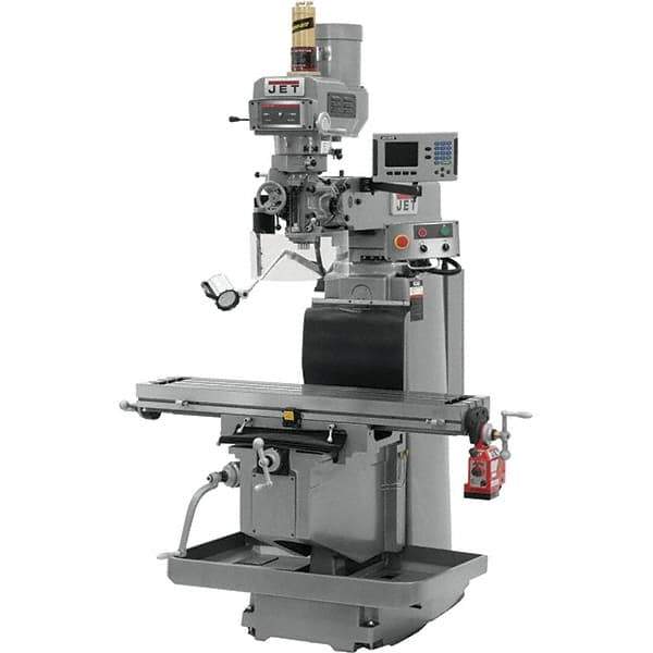 Jet - 54" Long x 12" Wide, 3 Phase Acu-Rite 200S CNC Milling Machine - Variable Speed Pulley Control, R8 Taper, 5 hp - Exact Tool & Supply