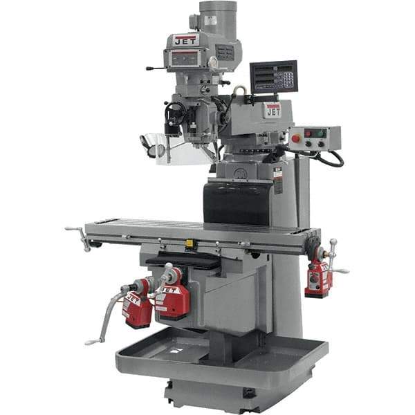 Jet - 54" Long x 12" Wide, 3 Phase Newall DP700 CNC Milling Machine - Variable Speed Pulley Control, NT40 Taper, 5 hp - Exact Tool & Supply