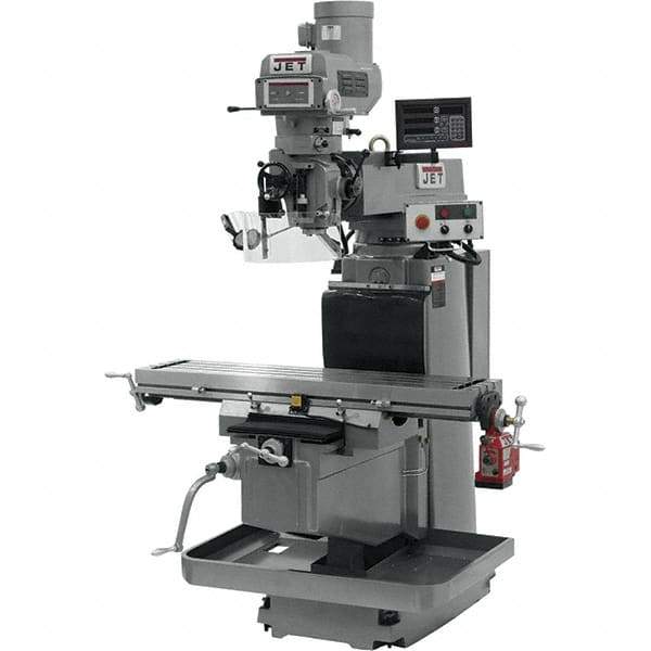 Jet - 54" Long x 12" Wide, 3 Phase Newall DP700 CNC Milling Machine - Variable Speed Pulley Control, NT40 Taper, 5 hp - Exact Tool & Supply