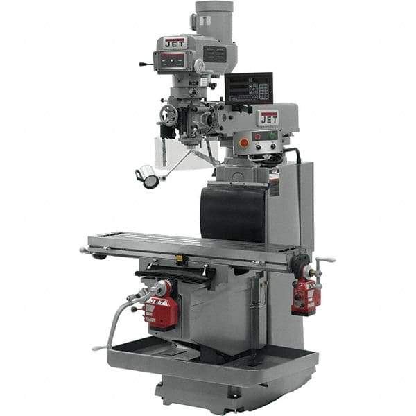 Jet - 54" Long x 12" Wide, 3 Phase Newall DP700 CNC Milling Machine - Variable Speed Pulley Control, R8 Taper, 5 hp - Exact Tool & Supply