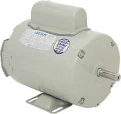 Leeson - 1 Max hp, 3,450 Max RPM, Capacitor Start Electric AC DC Motor - 115/230 V Input, Single Phase, 56Z Frame, 5/8" Shaft Diam, Rigid Base Mount, TEAO Enclosure - Exact Tool & Supply