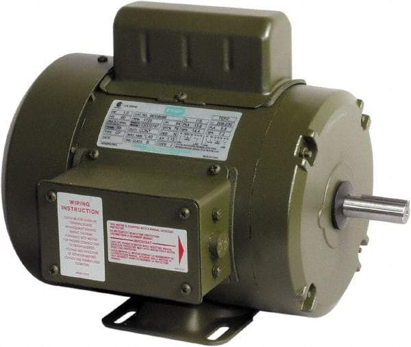 Leeson - 1 Max hp, 1,800 Max RPM, Capacitor Start Electric AC DC Motor - 115-208/230 V Input, Single Phase, 56 Frame, Rigid Base Mount, TEFC Enclosure - Exact Tool & Supply