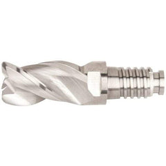 Kennametal - 20mm Diam, 30mm LOC, 3 Flute, 1mm Corner Radius End Mill Head - Solid Carbide, Uncoated, Duo-Lock 20 Connection, Spiral Flute, 38° Helix, Centercutting - Exact Tool & Supply