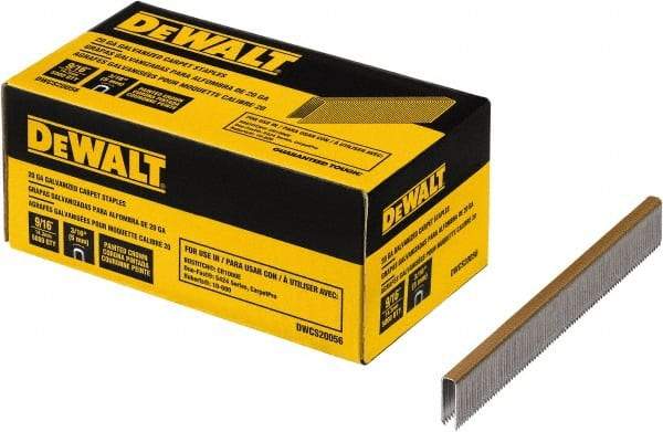 DeWALT - 9/16" Long x 0.0375" Wide, 20 Gauge Crowned Construction Staple - Steel, Galvanized Finish - Exact Tool & Supply