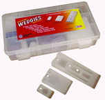 Wedgies Shim Assortment - Mix of flex and ridgid / 16 mini; 6 large; 15 standard - Polypropylene & Vinyl - Exact Tool & Supply