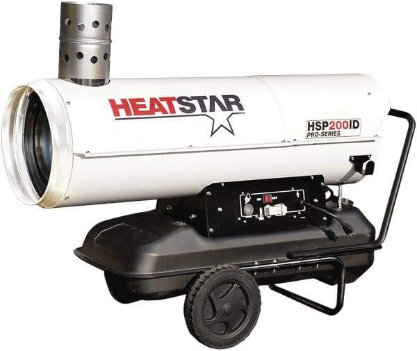Heatstar - 180,000 BTU Rating, Kerosene/Diesel Indirect Fired Forced Air Heater - 4,625 Sq Ft Max Heating Area, 17 Gal Capacity, Fuel with Diesel, Kerosene, JP-8 & Jet8 - Exact Tool & Supply