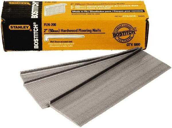 Stanley Bostitch - 16 Gauge 0.0598" Shank Diam 2" Long Brad Nails for Power Nailers - Steel, Galvanized Finish, Smooth Shank - Exact Tool & Supply
