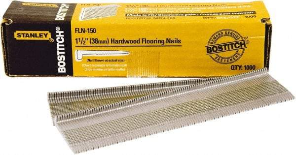 Stanley Bostitch - 16 Gauge 0.0598" Shank Diam 1-1/2" Long Brad Nails for Power Nailers - Steel, Galvanized Finish, Smooth Shank - Exact Tool & Supply