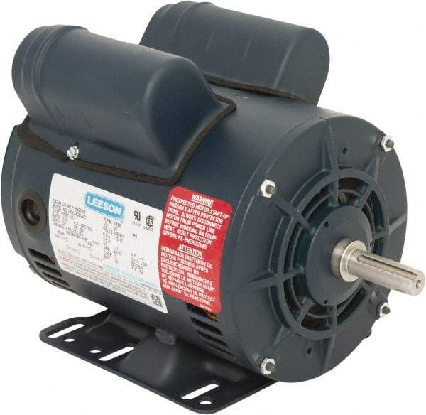 Leeson - 1/2 Max hp, 3,600 Max RPM, Electric AC DC Motor - 230 V Input, Single Phase, 56 Frame, 5/8" Shaft Diam, Rigid Base Mount, ODP Enclosure - Exact Tool & Supply