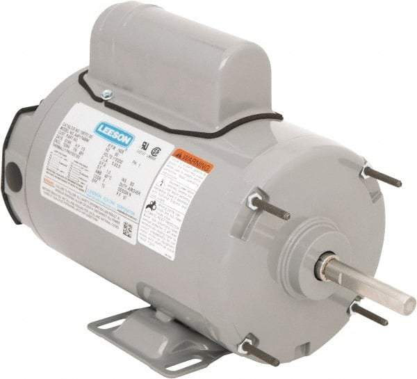 Leeson - 1/3 Max hp, 1,625 Max RPM, Electric AC DC Motor - 115/230 V Input, Single Phase, 48Y Frame, 1/2" Shaft Diam, Rigid Base Mount, TEAO Enclosure - Exact Tool & Supply