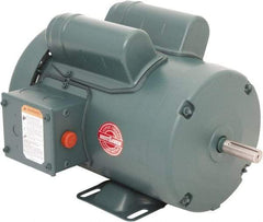 Leeson - 1 Max hp, 1,800 Max RPM, Capacitor Start Electric AC DC Motor - 115/230 V Input, Single Phase, 56 Frame, 5/8" Shaft Diam, Rigid Base Mount, TEFC Enclosure - Exact Tool & Supply