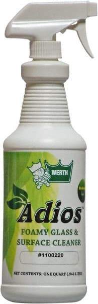 Werth Sanitary Supply - 32 oz Bottle Coconut Breeze Glass Cleaner - Use on Glass, Mirrors, Fiberglass, Stainless Steel, Polished Metal, Plastic, Chrome, Linoleum - Exact Tool & Supply