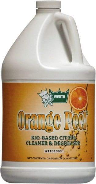 Werth Sanitary Supply - 1 Gal Bottle Cleaner/Degreaser - Liquid, Biodegradable Cleaner & Degreaser, Butyl-Free, Phosphate-Free, Water-Based, No VOC, Orange - Exact Tool & Supply