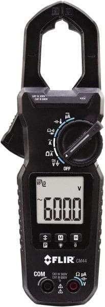 FLIR - CM44, CAT IV, Digital True RMS Auto Ranging Clamp Meter with 1.18" Clamp On Jaws - 600 VAC/VDC, 60 AC Amps, Measures Voltage, Capacitance, Current, Frequency, Resistance, Temperature - Exact Tool & Supply