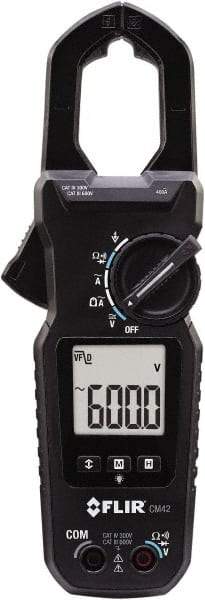 FLIR - CM42, CAT IV, Digital True RMS Auto Ranging Clamp Meter with 1.18" Clamp On Jaws - 600 VAC/VDC, 60 AC Amps, Measures Voltage, Capacitance, Current, Frequency, Resistance - Exact Tool & Supply