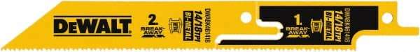 DeWALT - 6" Long x 1" Thick, Bi-Metal Reciprocating Saw Blade - Straight Profile, 14 to 18 TPI, Toothed Edge, Tang Shank - Exact Tool & Supply