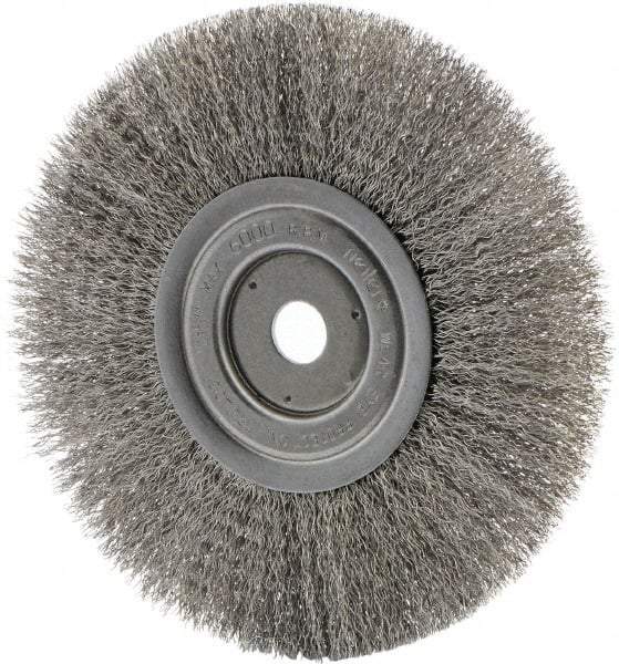 Weiler - 8" OD, 3/4" Arbor Hole, Crimped Stainless Steel Wheel Brush - 0.0118" Filament Diam - Exact Tool & Supply