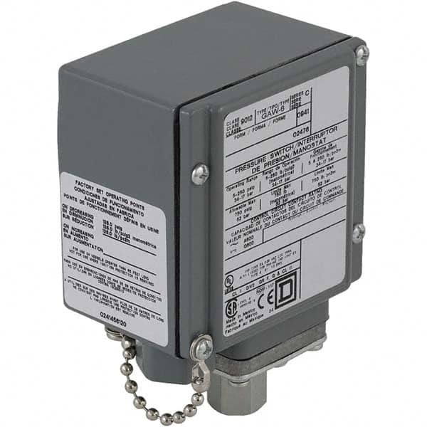 Square D - 4, 13 and 4X NEMA Rated, SPDT, 3 to 150 psi, Electromechanical Pressure and Level Switch - Exact Tool & Supply