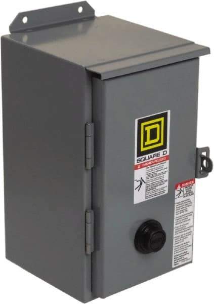 Square D - 208 Coil VAC at 60 Hz, 27 Amp, NEMA Size 1, Nonreversible Enclosed Enclosure NEMA Motor Starter - 3 hp at 1 Phase, 12 Enclosure Rating - Exact Tool & Supply