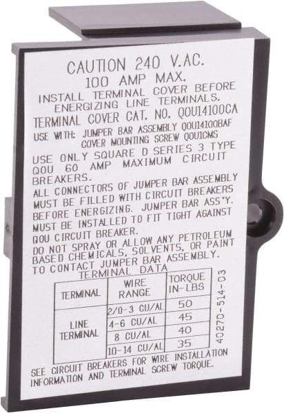 Square D - Circuit Breaker Jumper Bar Cover - Use with QOU Circuit Breaker - Exact Tool & Supply
