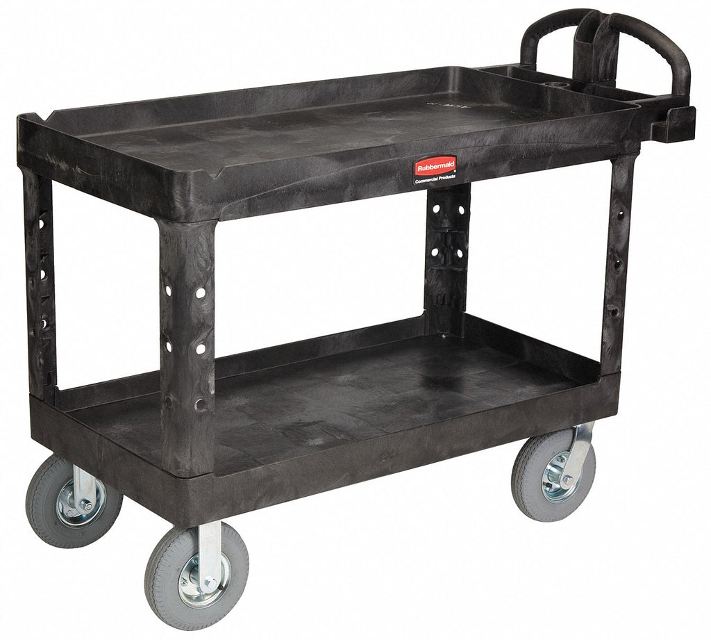 Polypropylene Raised Handle Deep Shelf Utility Cart, 750 lb. Load Capacity, Number of Shelves: 2