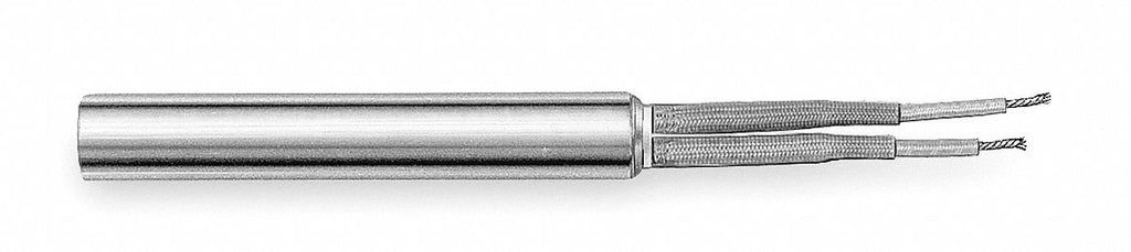 Swaged Cartridge Heater, Lead Length 10", 240VAC, Watts 1000, 54W/sq. in., Diameter 5/8" - Exact Tool & Supply