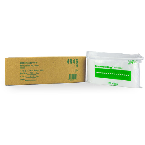 4″ × 6″ 4-MIL Clear Reloc Zippit Zipper Bags , Sold per Case of 1000 (10 boxes of 100 per case)