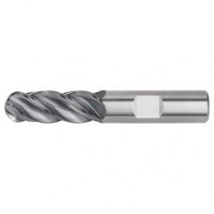 1/2x1/2x1x3 Ball Nose 4FL Carbide End Mill-Weldon Shank-AlTiN - Exact Tool & Supply