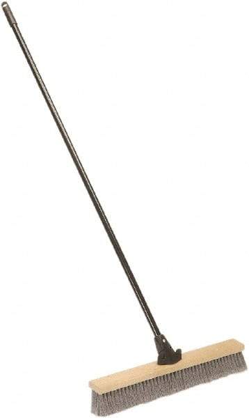Ability One - 24" Medium Duty Polypropylene Push Broom - Wood Block, Bolt-On Handle Connection - Exact Tool & Supply