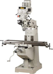 Enco - 9" Table Width x 49" Table Length, Variable Speed Pulley Control, 1 Phase Knee Milling Machine - R8 Spindle Taper, 3 hp - Exact Tool & Supply