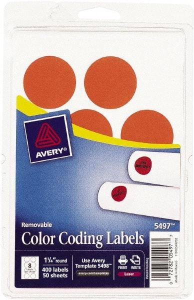AVERY - 1-1/4" Wide x 1-1/4" Long, Neon Red Paper Color Coding Labels - For Laser Printers - Exact Tool & Supply