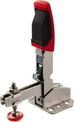 Bessey - 450 Lb Holding Capacity, Vertical Handle, Manual Hold Down Toggle Clamp - 55° Handle Movement, 45° Bar Opening, U-Bar, Flanged Base, Carbon Steel - Exact Tool & Supply