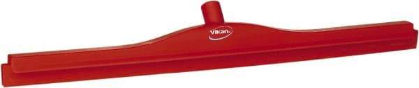 Vikan - 27.6" Polypropylene Blade Floor Squeegee Frame - Threaded End, Double Edge, Red, Polypropylene Holder - Exact Tool & Supply