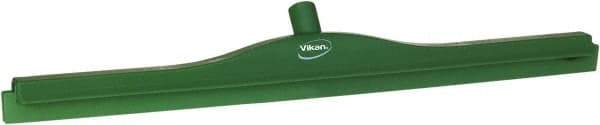 Vikan - 27.6" Polypropylene Blade Floor Squeegee Frame - Threaded End, Double Edge, Green, Polypropylene Holder - Exact Tool & Supply