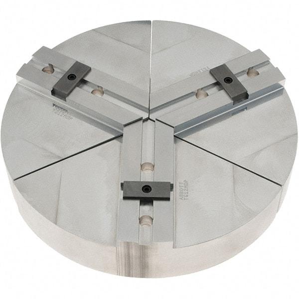 Abbott Workholding Products - 12" Max Chuck Capacity, Tongue & Groove Interface, Round Soft Lathe Chuck Jaw - 3 Jaw, Aluminum, 63.5mm Btw Mount Hole Ctrs, 12" Wide, 2" High, 12.7mm Groove, 1/2" Fastener - Exact Tool & Supply