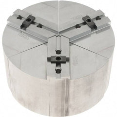 Abbott Workholding Products - 8" Max Chuck Capacity, Tongue & Groove Interface, Round Soft Lathe Chuck Jaw - 3 Jaw, Aluminum, 44.45mm Btw Mount Hole Ctrs, 8" Wide, 4" High, 7.95mm Groove, 3/8" Fastener - Exact Tool & Supply