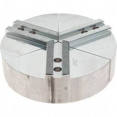 Abbott Workholding Products - 8" Max Chuck Capacity, 1.5mm x 60° Serrated Interface, Round Soft Lathe Chuck Jaw - 3 Jaw, Aluminum, 0.9843" Btw Mount Hole Ctrs, 8" Wide, 2" High, 12mm Fastener - Exact Tool & Supply