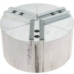 Abbott Workholding Products - 8" Max Chuck Capacity, 1.5mm x 60° Serrated Interface, Round Soft Lathe Chuck Jaw - 3 Jaw, Aluminum, 0.9843" Btw Mount Hole Ctrs, 8" Wide, 4" High, 12mm Fastener - Exact Tool & Supply