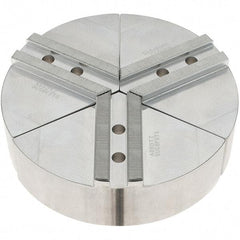 Abbott Workholding Products - 8" Max Chuck Capacity, 1.5mm x 60° Serrated Interface, Round Soft Lathe Chuck Jaw - 3 Jaw, Aluminum, 1.1811" Btw Mount Hole Ctrs, 8" Wide, 2" High, 10mm Fastener - Exact Tool & Supply