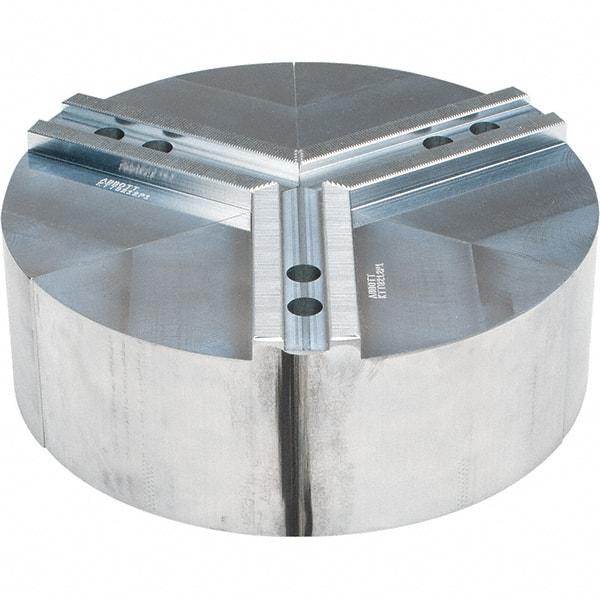Abbott Workholding Products - 12" Max Chuck Capacity, 1.5mm x 60° Serrated Interface, Round Soft Lathe Chuck Jaw - 3 Jaw, Aluminum, 1.1811" Btw Mount Hole Ctrs, 12" Wide, 4" High, 16mm Fastener - Exact Tool & Supply