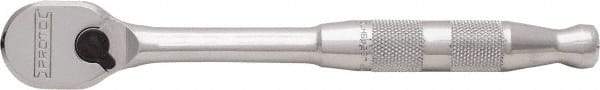 Proto - 3/8" Drive Pear Head Ratchet - Full Polish Chrome Finish, 7" OAL, 90 Gear Teeth, Standard Handle, Reversible Head - Exact Tool & Supply